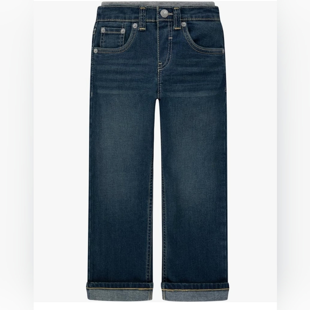 NWT - Levi's 514 Straight fit jeans with grey rib-knit waistband; Size: 18m